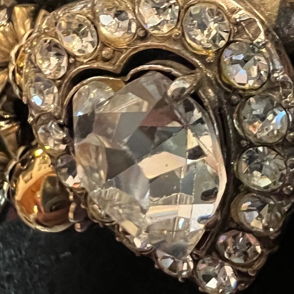 Vintage Ylang Ylang Choker Necklace, Gold Plate & Silver with Glass & Crystals - Picture 9 of 12